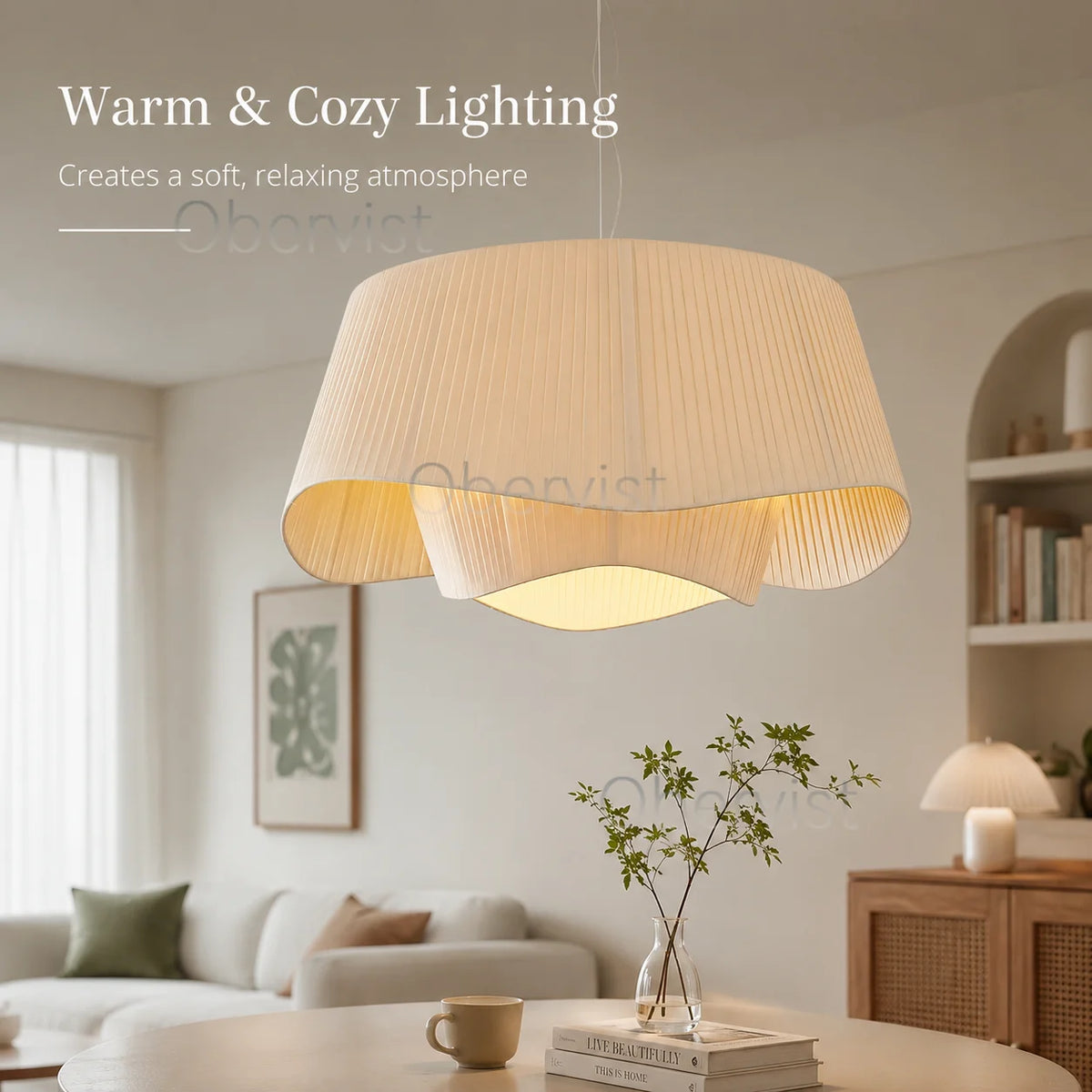 Wabi-Sabi Fabric Pendant Light | Nordic Cream Hanging Lamp