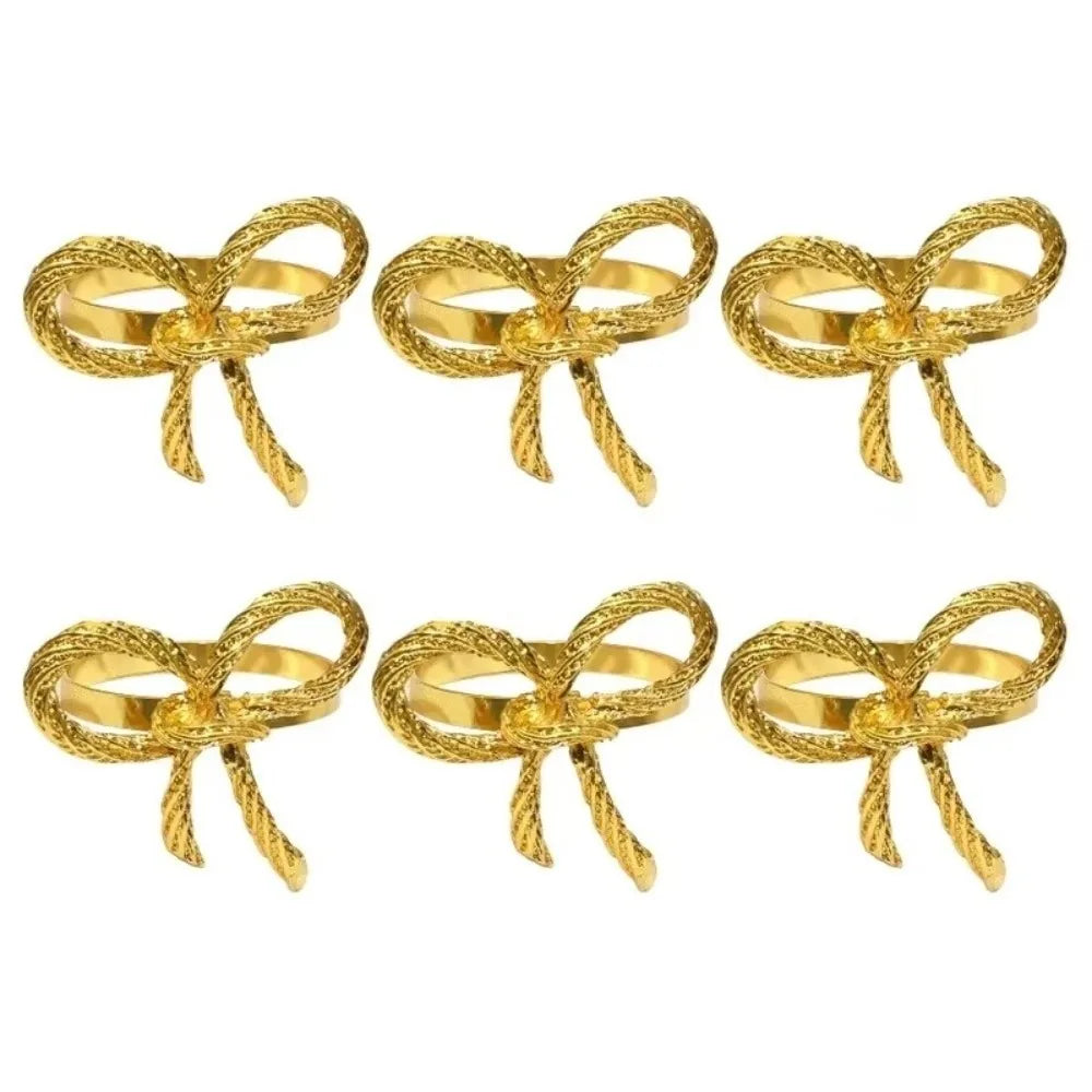 Elegant Bow Metal Napkin Rings – Gold, Silver & Rose Gold Set