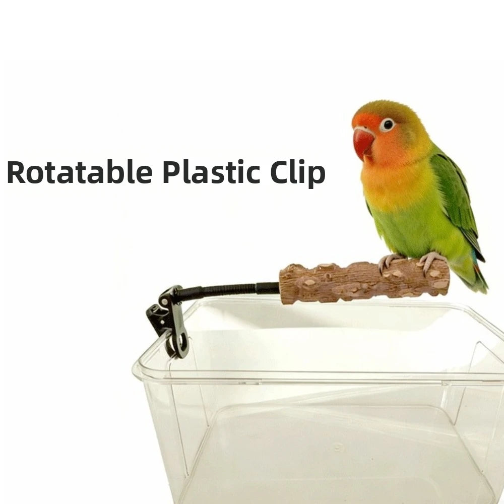 Wooden Parrot Perch Stand – Bendable Adjustable Bird Stand