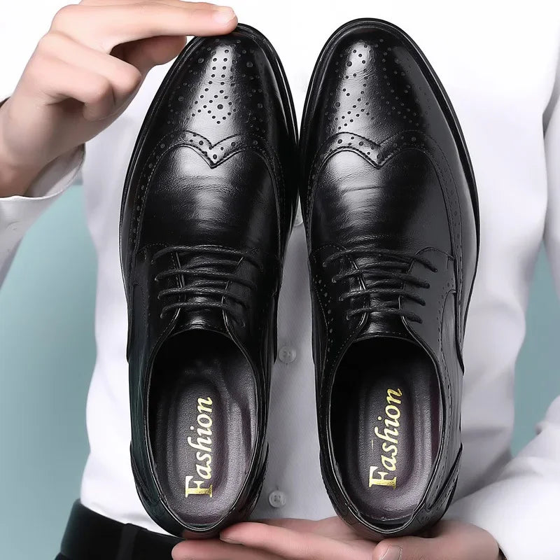 Men's Oxford Brogue Dress Shoes – Lace-Up Business Formal