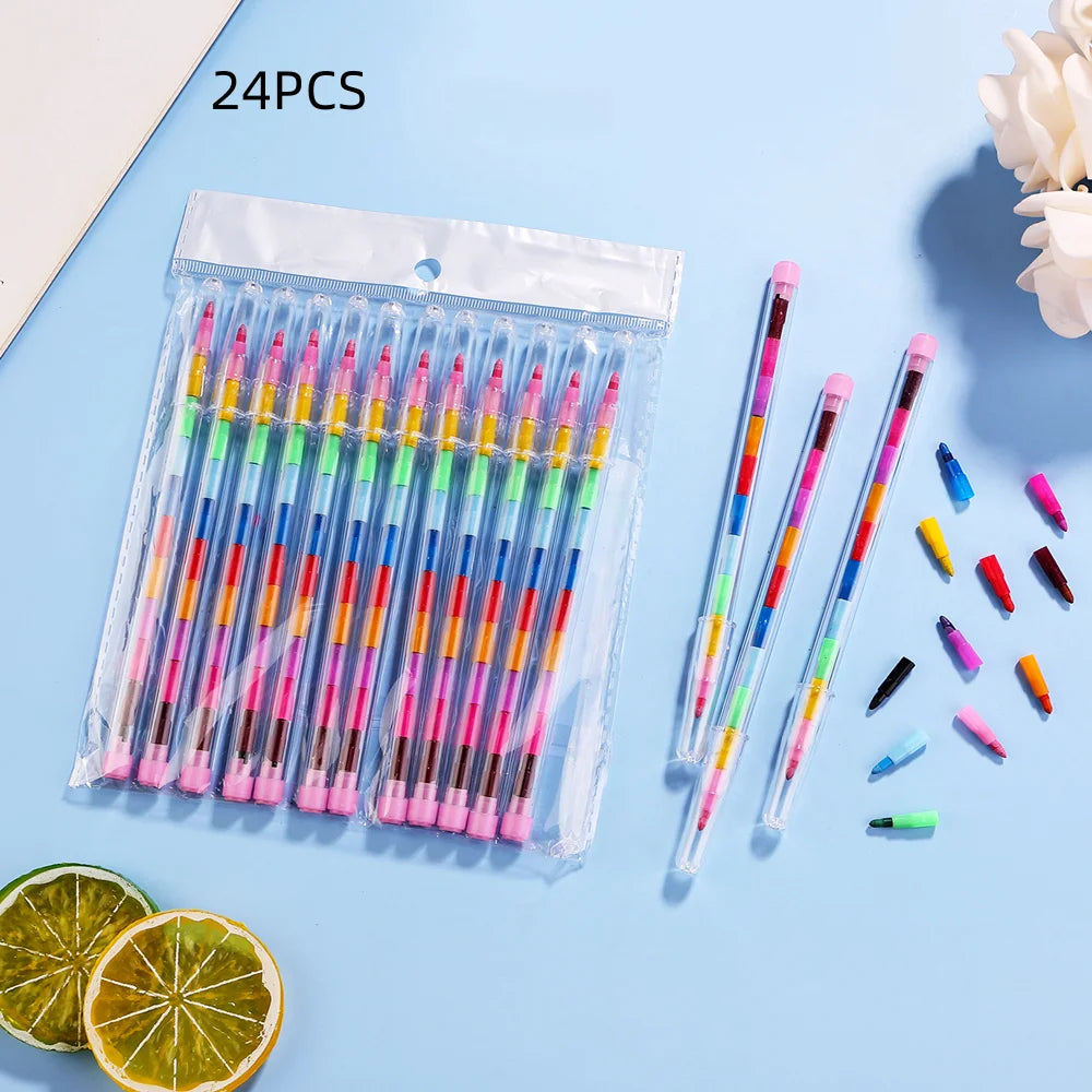 Stackable Colorful Wax Crayons Set 12-36 Pcs – Kids Art