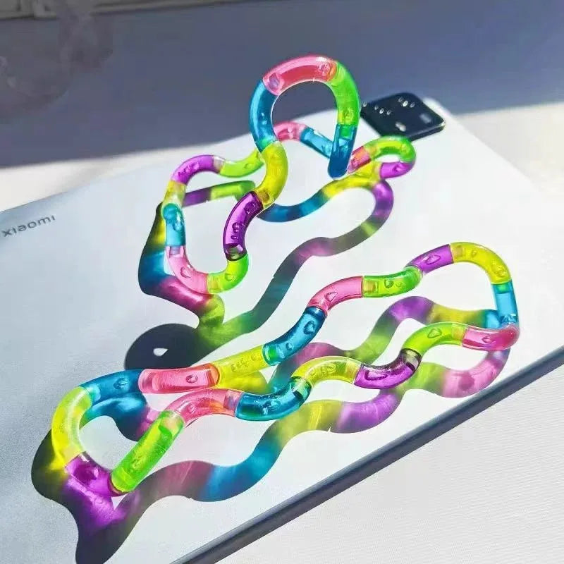 Rainbow Twisting Rope Fidget Toy – Transformable Knot Gadget