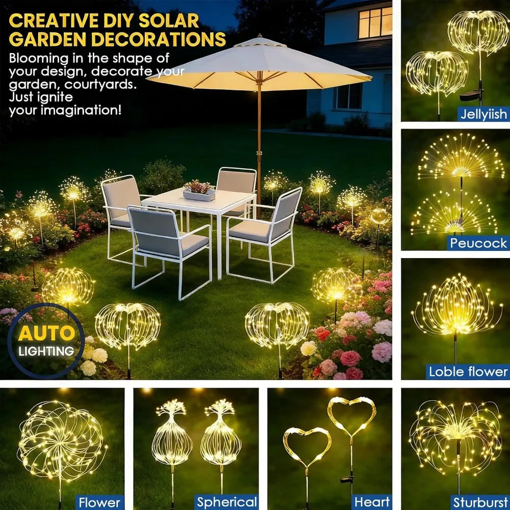 Solar Firework Fairy String Lights – 200 LED Outdoor Garden