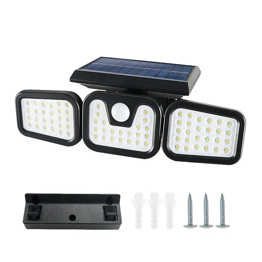 Solar 3-Head Motion Sensor Light – 74 LED 270° IP65 Outdoor