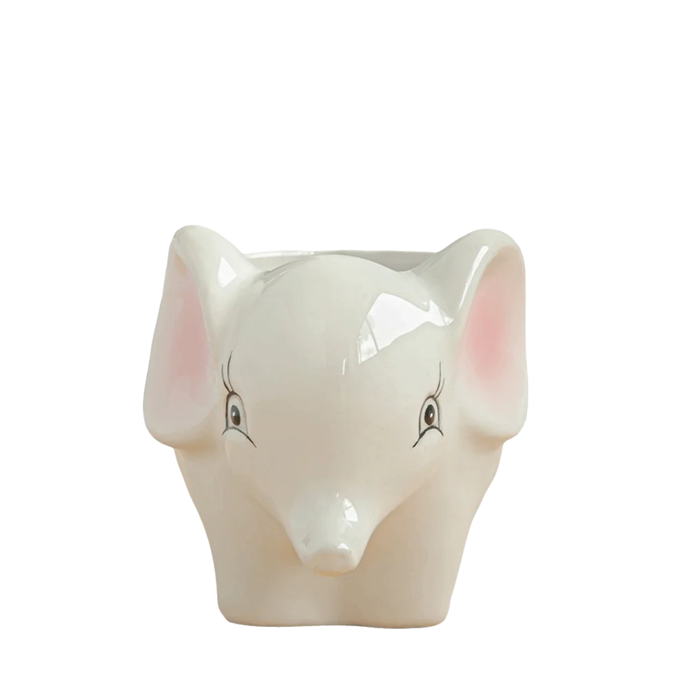 Cartoon Elephant Ceramic Succulent Planter with Drainage Hole