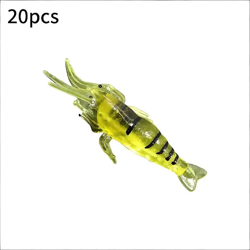 20-Pack Soft Silicone Shrimp Fishing Lures with Jig Hooks