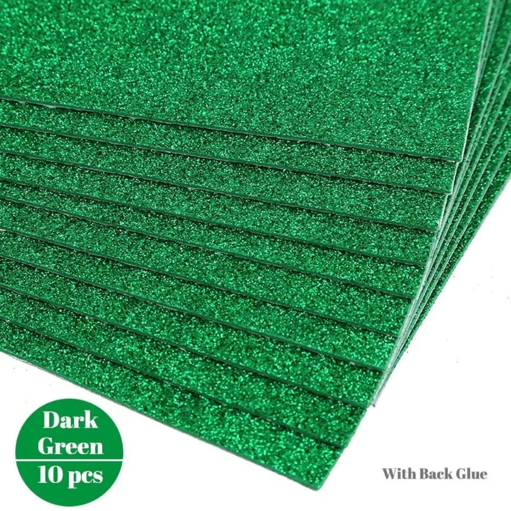 Self-Adhesive Glitter EVA Foam Paper A4 – 10-Pack Craft Sheets