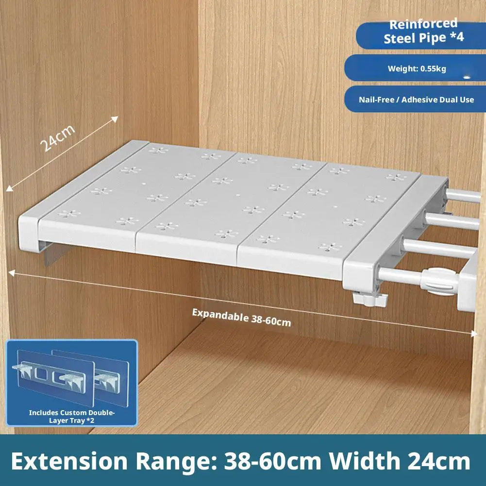 Expandable Closet Shelf Organizer – Punch-Free Retractable Divider