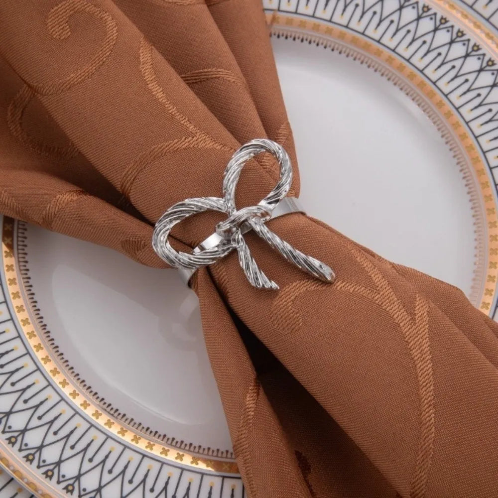 Elegant Bow Metal Napkin Rings – Gold, Silver & Rose Gold Set
