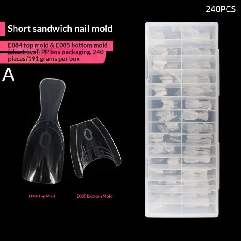 Sandwich Dual Nail Forms – 15 Oval Sizes | 60–300 Pcs Extension Molds