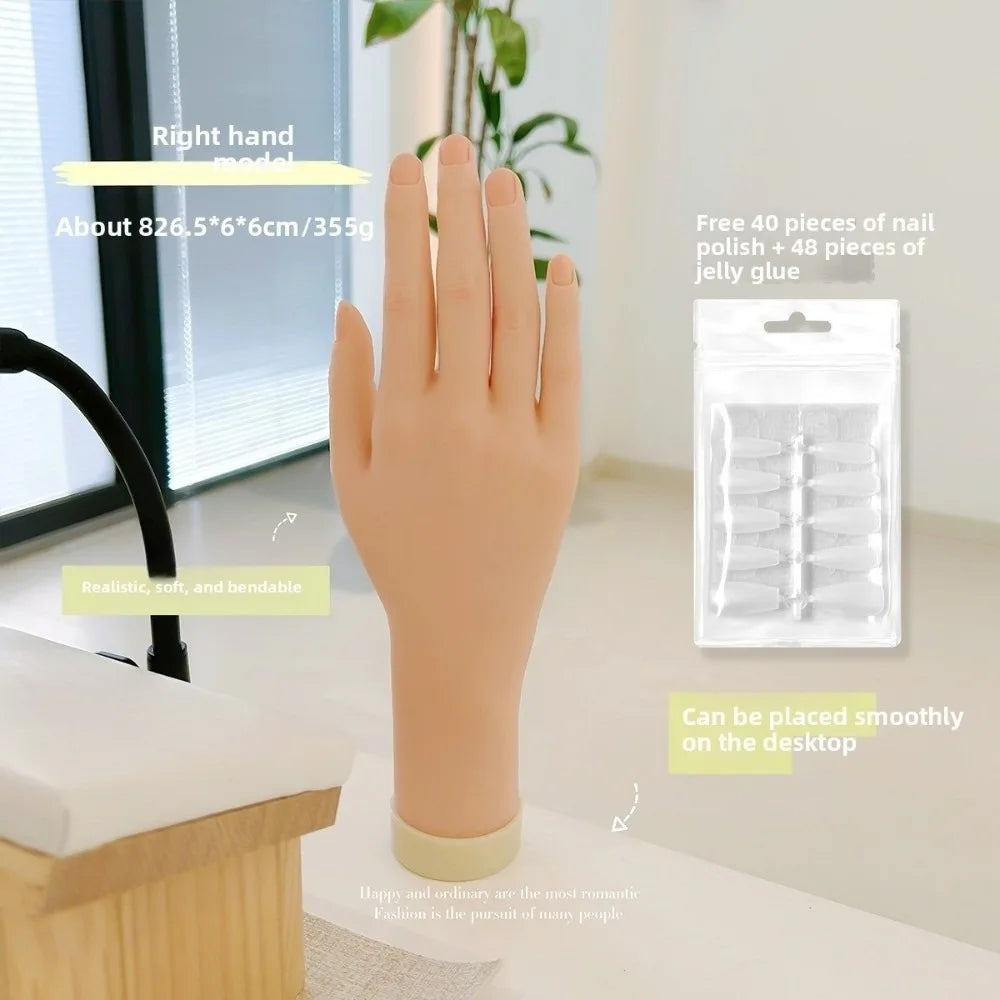 Silicone Nail Practice Hand – Bendable Training Display Rack