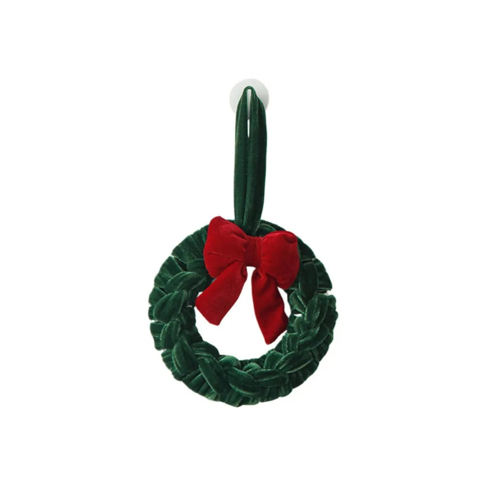 Velvet Wreath Ornament – Mini Hanging Garland Red & Green