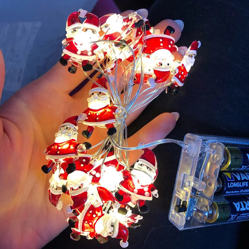 2M Christmas Santa & Snowman LED Light String Garland Decor