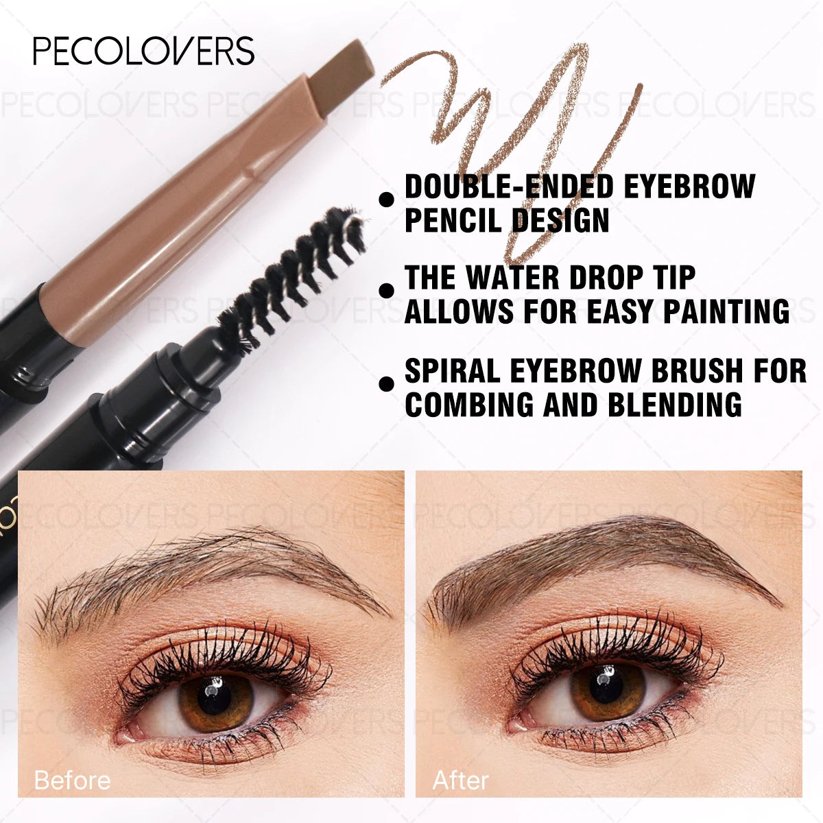 SAMMY Double-Headed Triangle Eyebrow Pencil | Long-Lasting Brown