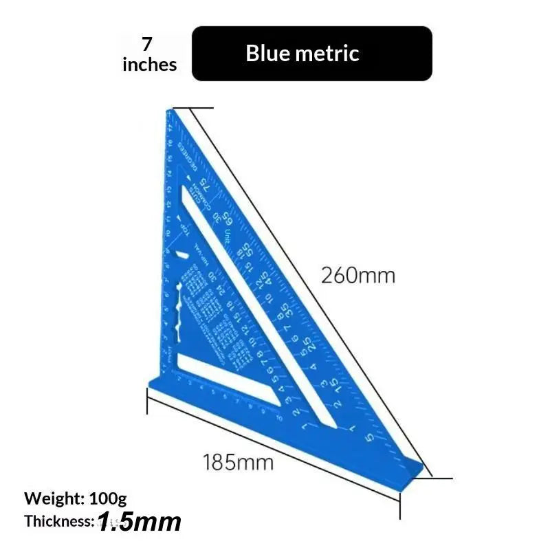Aluminum Alloy Triangle Ruler – 4-in-1 Precision Woodworking Gauge