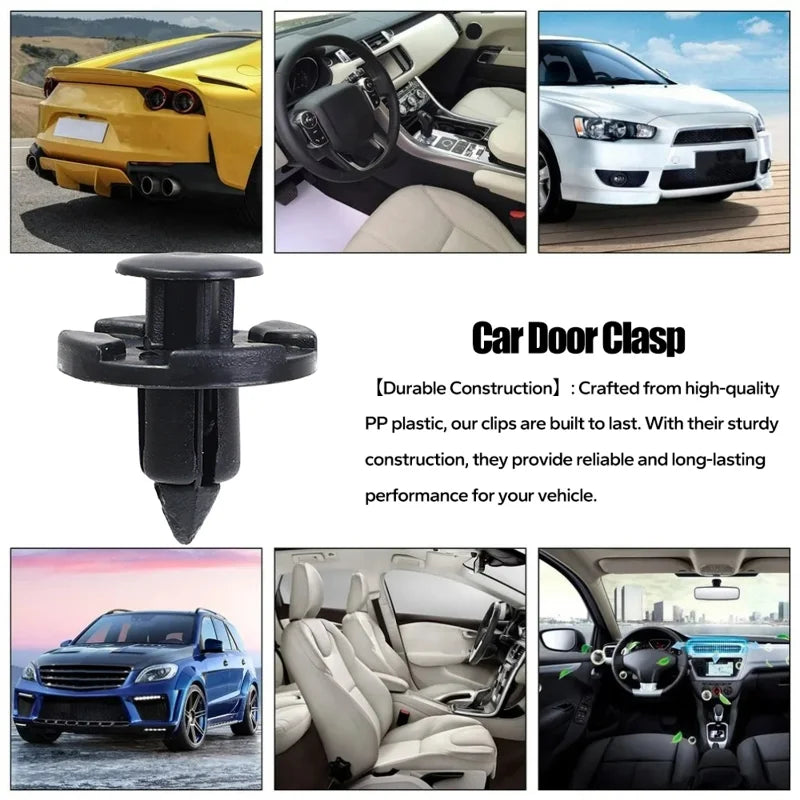 8mm Black Plastic Car Bumper Retainer Clips – 10 Pack