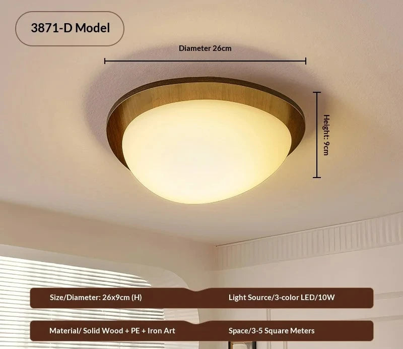 Walnut Wood Full Spectrum Dimmable LED Ceiling Light | E27