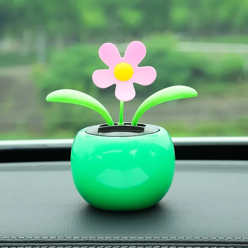 Solar Swinging Sunflower Car Decoration – Cute Bee Dashboard Ornament