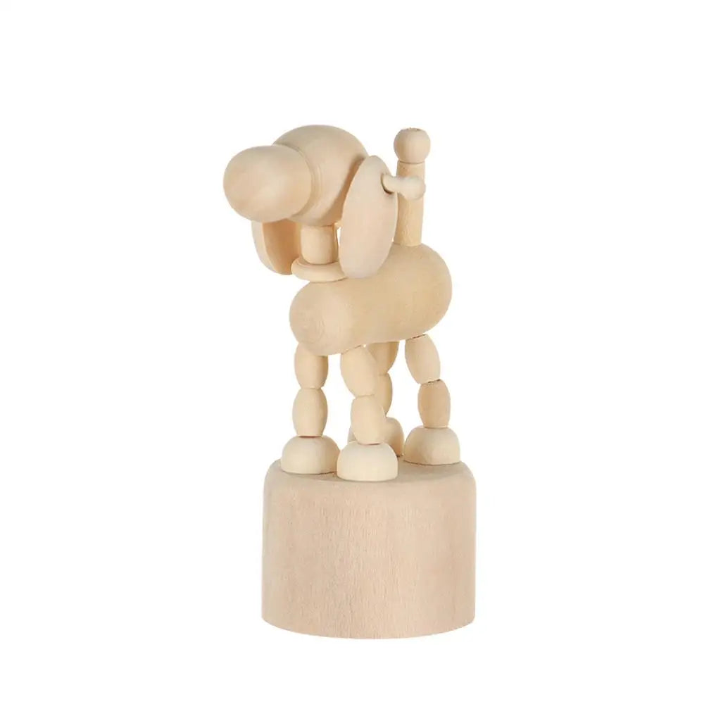 Wooden Animal Puppet Figurine – Mini Desktop Shelf Ornament