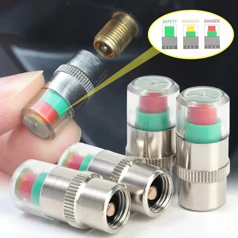 Tire Pressure Valve Caps Color Indicator 4-Pack | Car SUV Truck