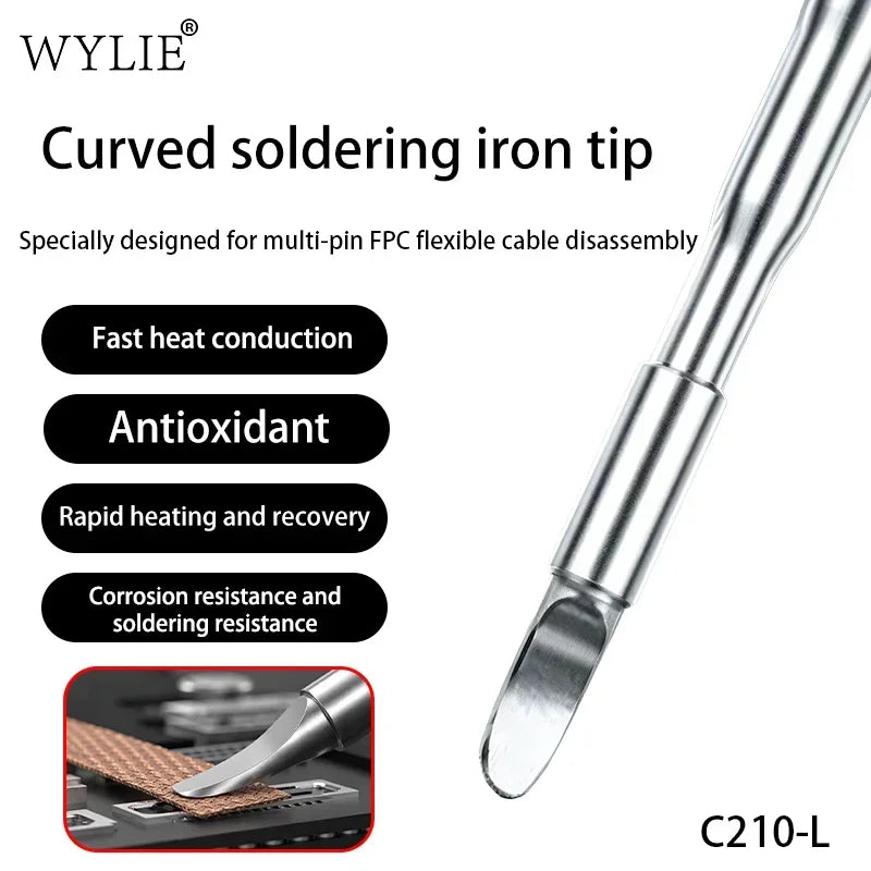 WYLIE C210-L Curved Soldering Tip – FPC & PCB Rework