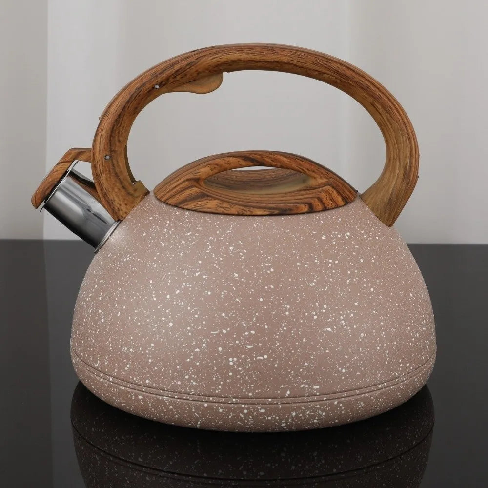 Stainless Steel Whistling Kettle 3L – Wooden Handle, Gas & Induction