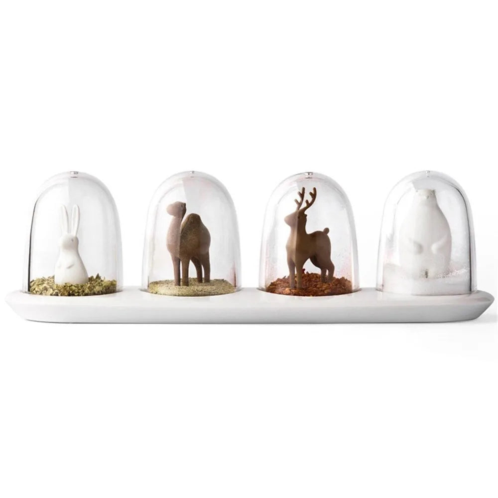4-Piece Animal Design Seasoning Shaker Set | Cute Spice Jars