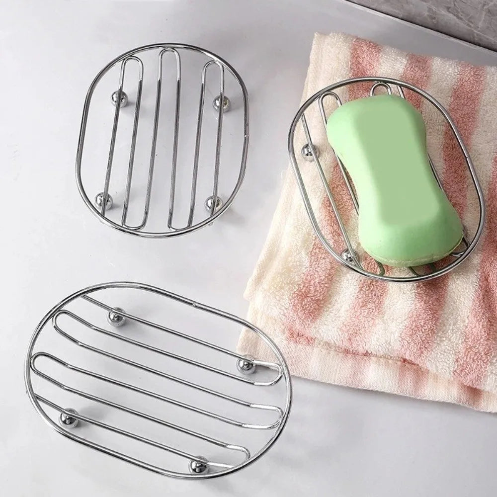 Stainless Steel Self-Draining Soap Dish Rack – Silver