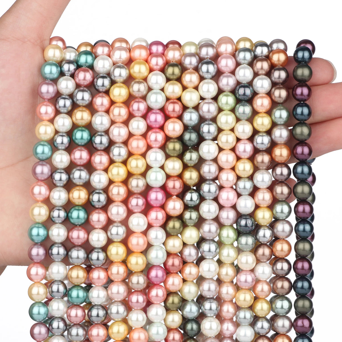 Multicolor Round Shell Pearl Beads for DIY Jewelry Making 6–12mm