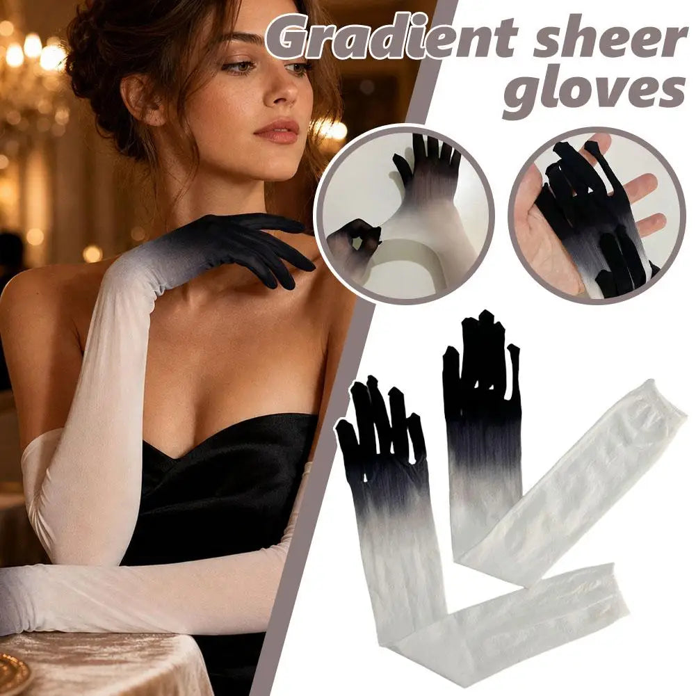 Women Gradient Tulle Long Gloves – Cosplay, KPOP & Party