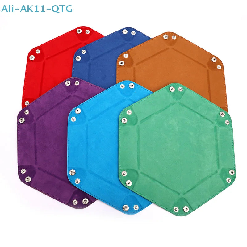 Foldable PU Leather Dice Tray – Hexagon Folding Game Tray