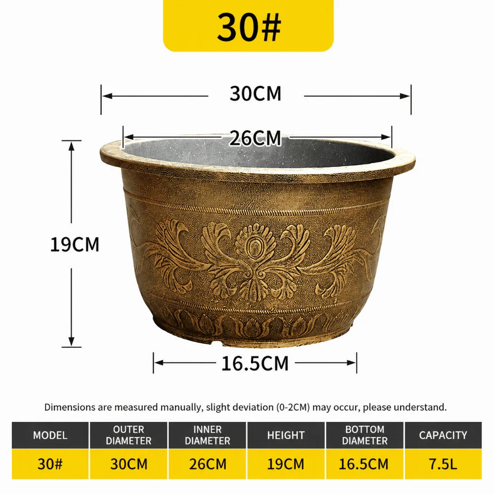 Resin Lotus Planter Pot 7.5L – Copper Bronze Retro Flower Pot