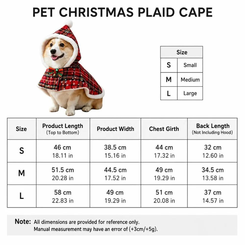 Festive Pet Christmas Cape – Soft Adjustable Holiday Cloak