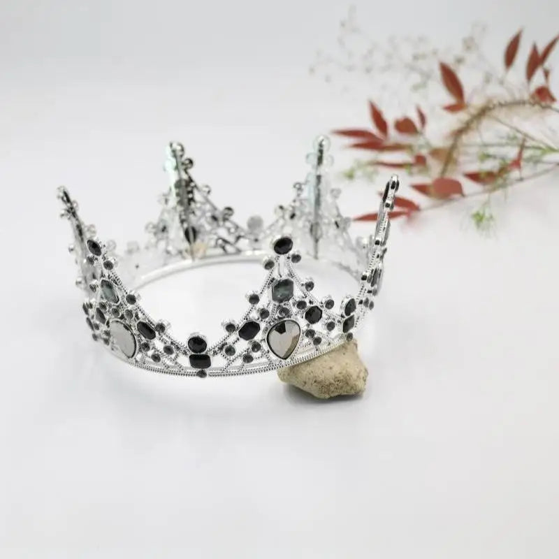 Pearl Crown Cake Topper – Gold Princess Tiara Party Decor
