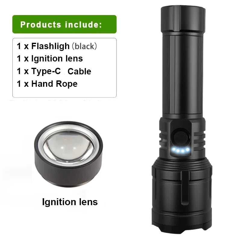 Tactical Zoomable LED Flashlight 1200LM IPX7 Type-C Rechargeable
