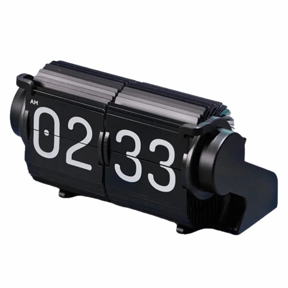 Retro Auto Flip Desk Clock – Big Numbers, Alarm, Type-C