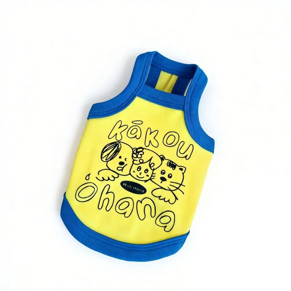 Cartoon Small Dog Vest – Color-Block Summer Pet Top S/M/L