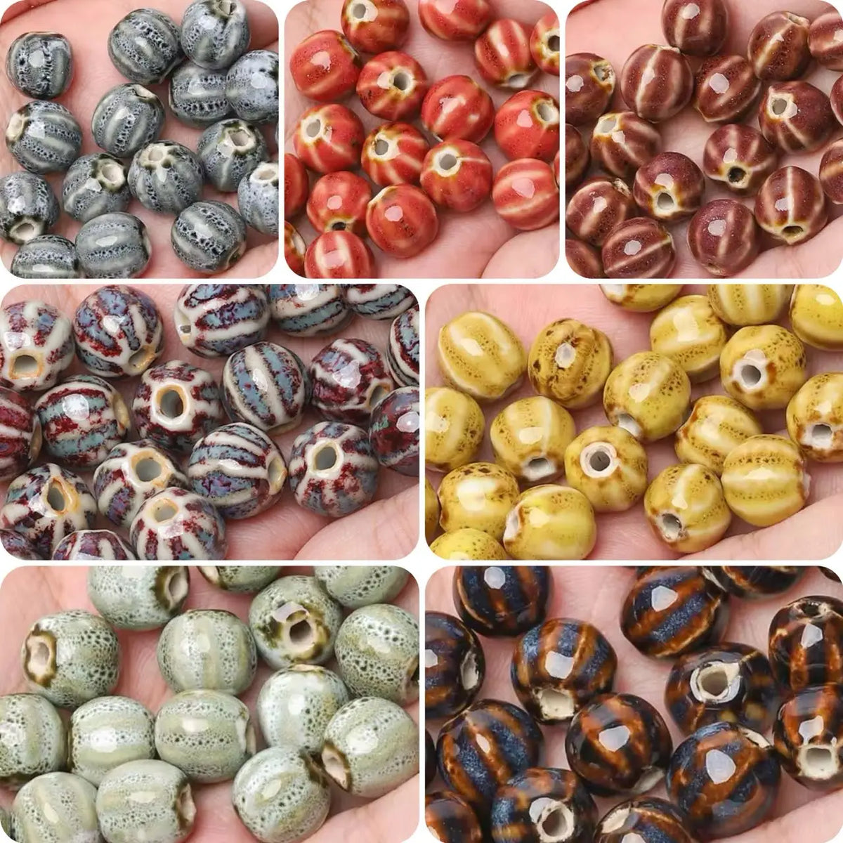 Pumpkin Watermelon Ceramic Beads 11mm – DIY Jewelry Making