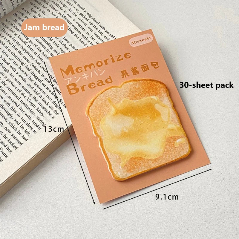 Toast Shape Sticky Notes – 30-Sheet Fun Novelty Notepad