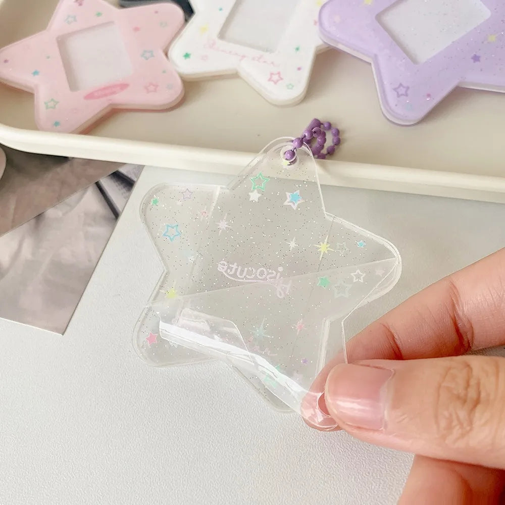 Star Acrylic Photo Card Holder Keychain – 1 Inch Mini Frame