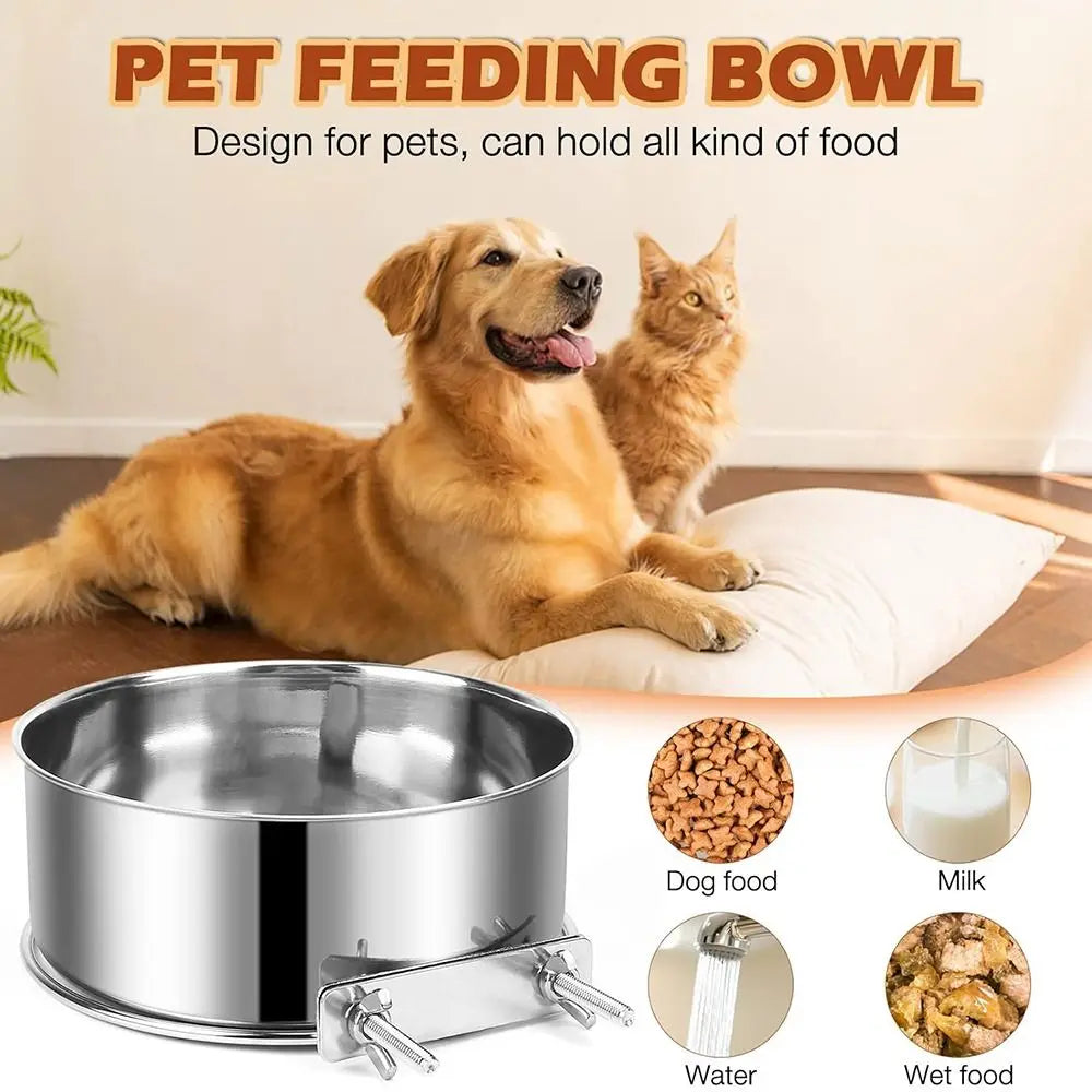Stainless Steel Hanging Cage Bowl – Anti-Gnaw Pet Feeder