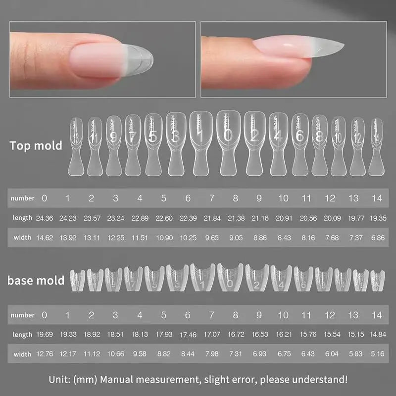 Sandwich Dual Nail Forms 60pcs – Oval Extension Top & Bottom Mold