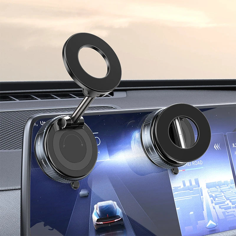 Magnetic Car Phone Mount – 360° Foldable Vacuum Suction Holder