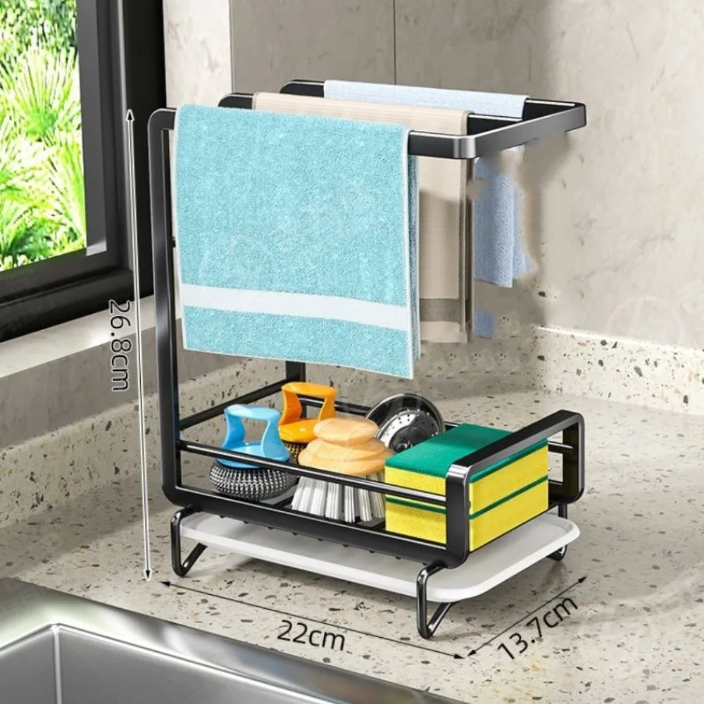Wall-Mounted Cloth & Sponge Rack – Punch-Free Kitchen Shelf