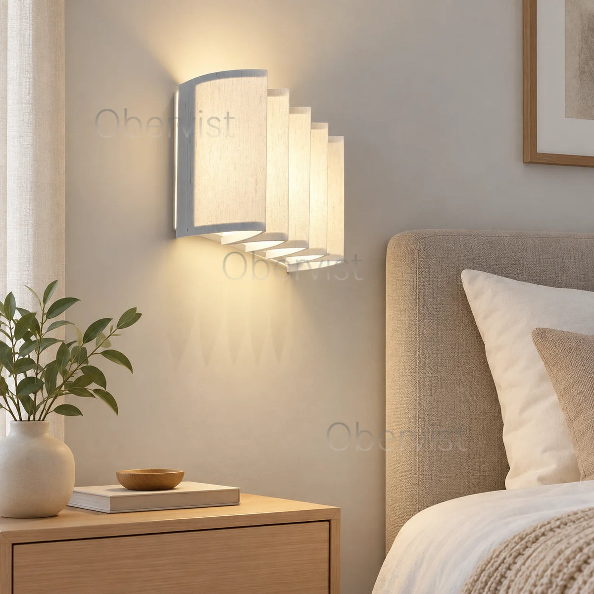 Wabi Sabi Fabric Wall Lamp – Nordic LED Bedside Light
