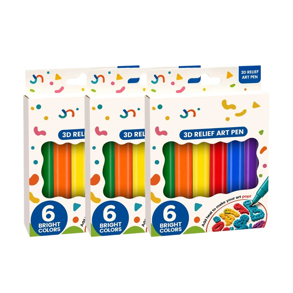 3D Puffy Paint Pens – 6-Pack Bubble Expanding Art Pens for Kids