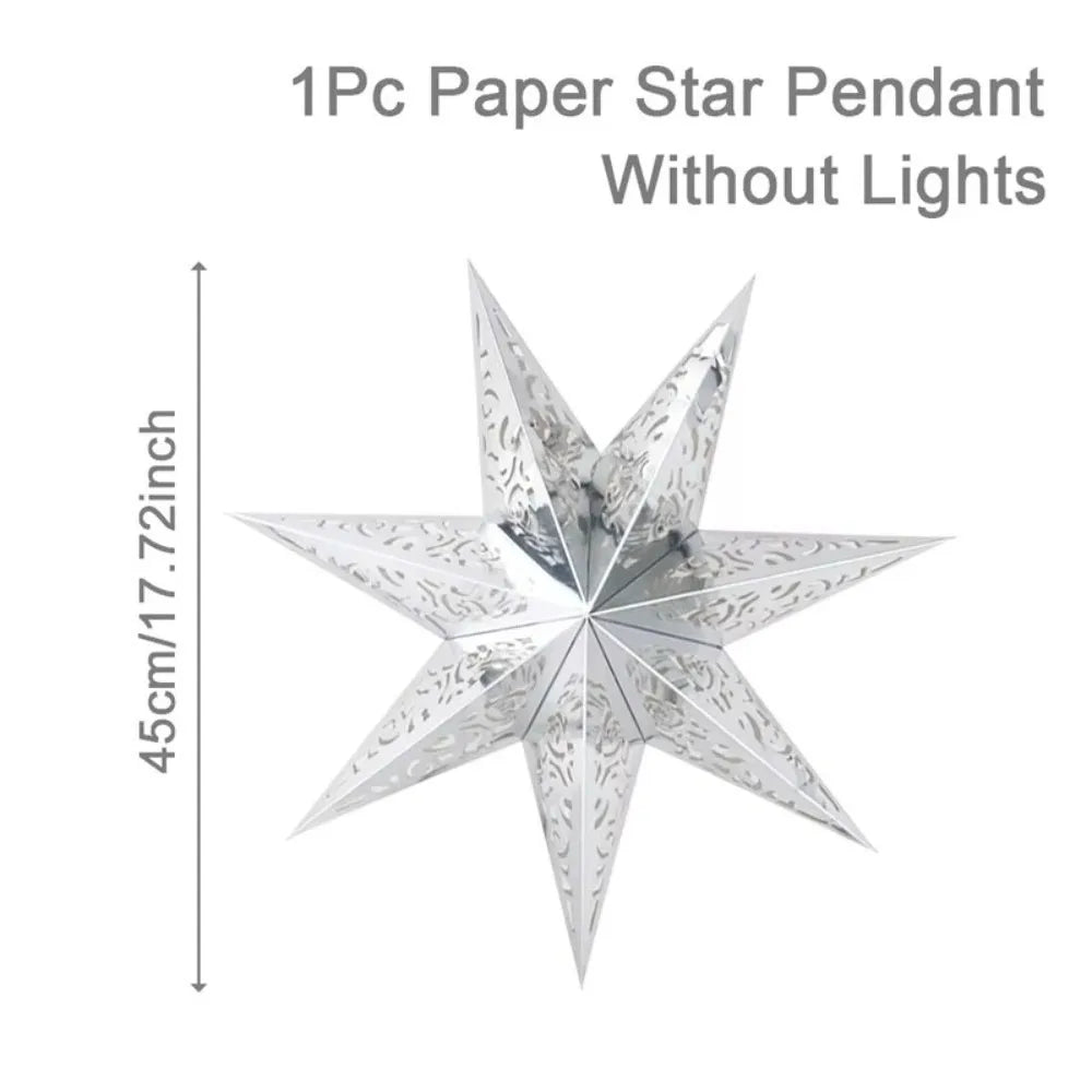 Star Shape Paper Christmas Lampshade 45cm Hollow Pendant