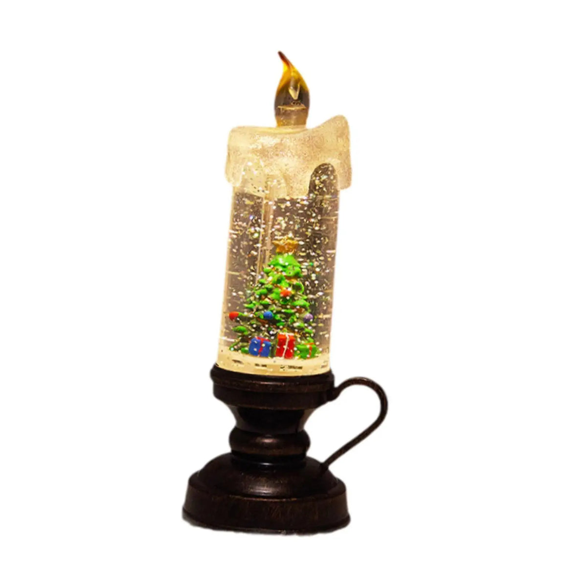 Christmas Snow Globe Flameless LED Candle | Swirling Glitter