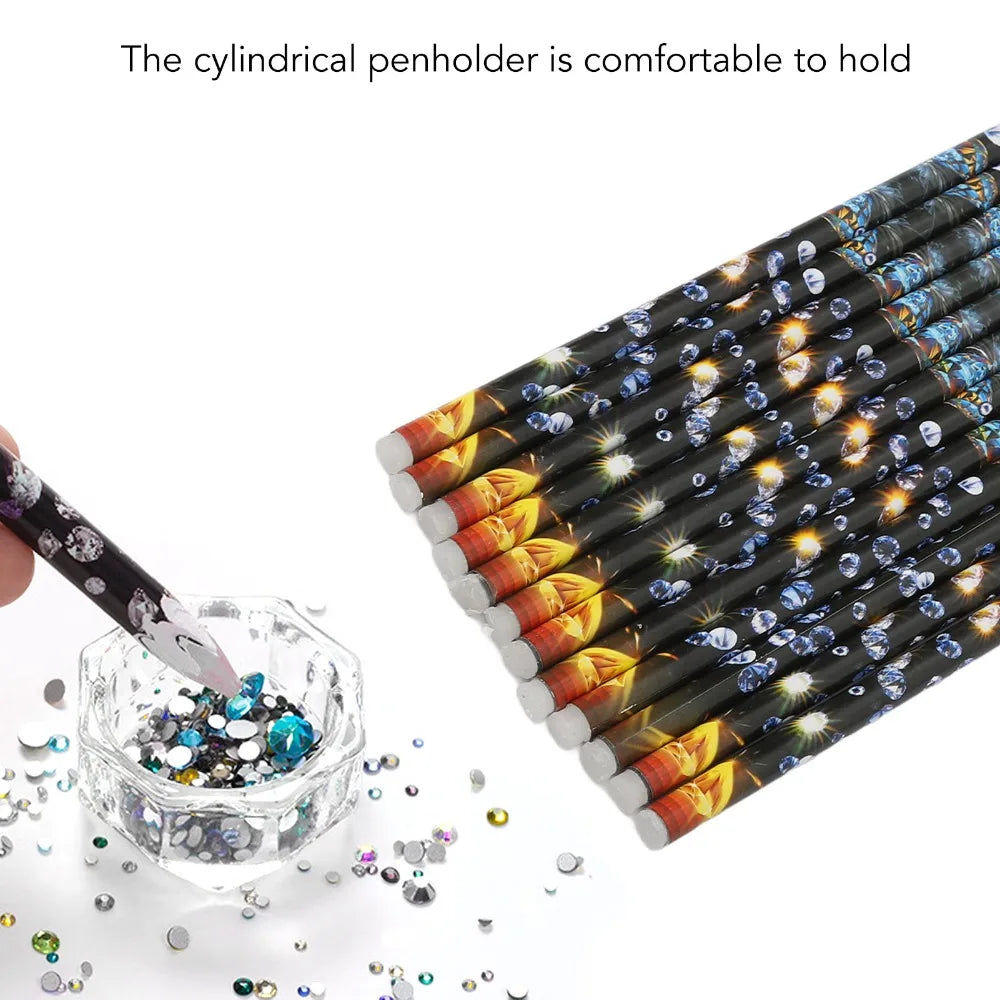 12-Pack Nail Dotting Wax Pens | Rhinestone Picker Pencils