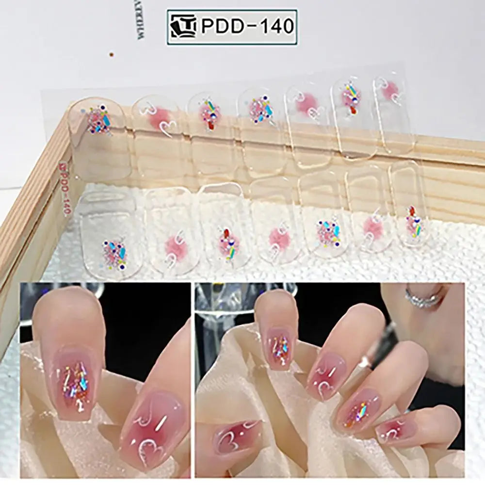 Semi-Cured Gel Nail Stickers – 14 Floral Full Cover Strips